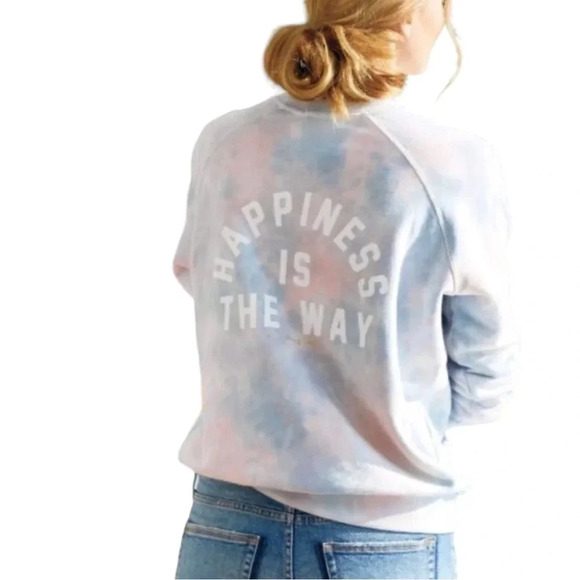 SPIRITUAL GANGSTER Happiness Is The Way Tie Dye Watercolor Crewneck Sweatshirt - Picture 3 of 15